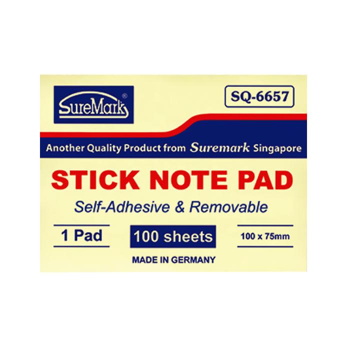 Suremark Stick Note Pad 100 x 75mm SQ6657